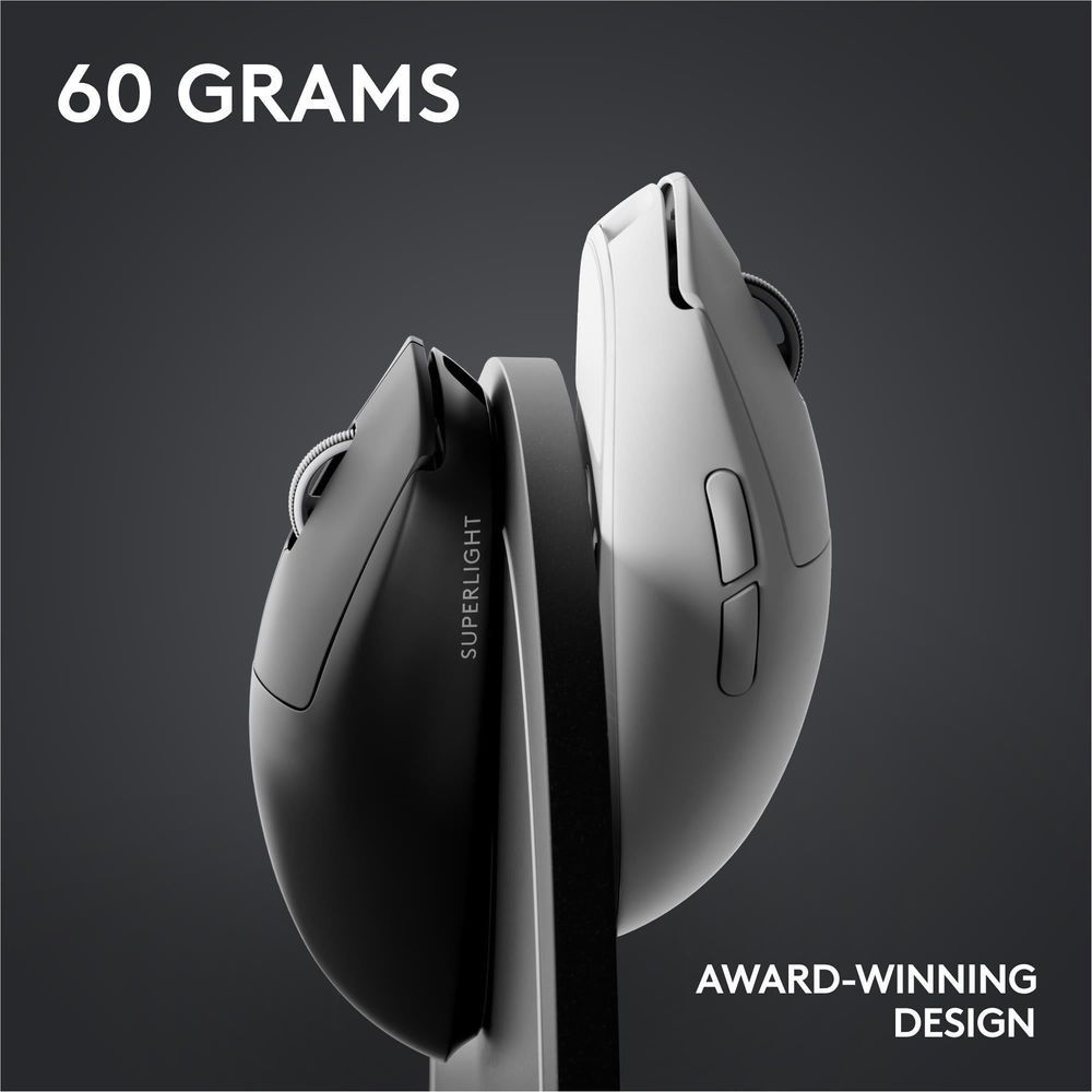 White wireless gaming mouse angled view with ultra-light slim frame