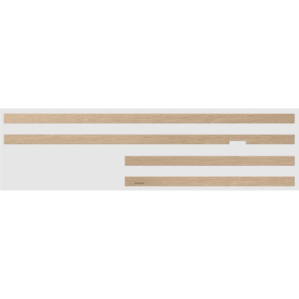 Teak bezel frame parts set, flat light wood strips with slots
