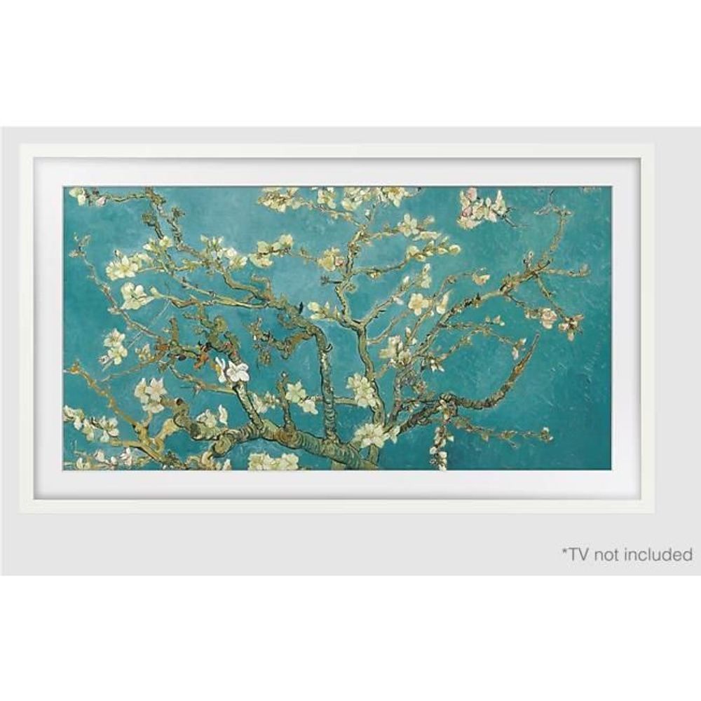White bezel frame with teal floral artwork insert panel