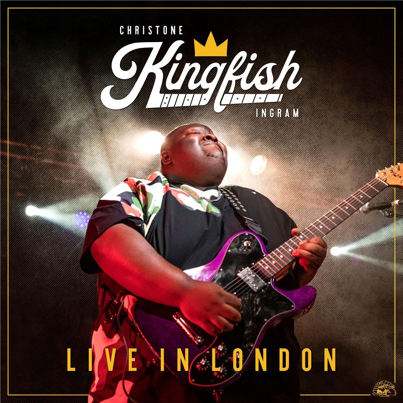 Live In London music album cover with guitarist holding a purple electric guitar