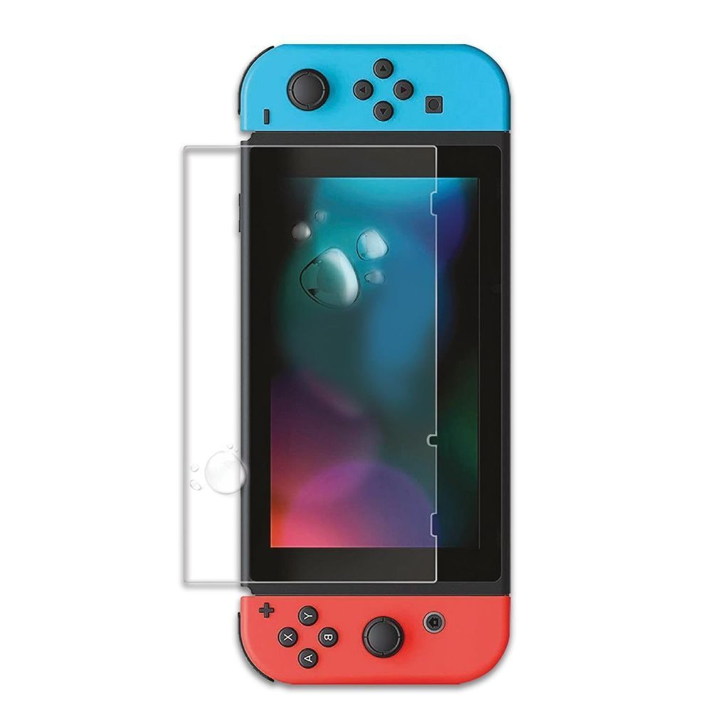 Clear screen protector films fitted over Nintendo Switch display
