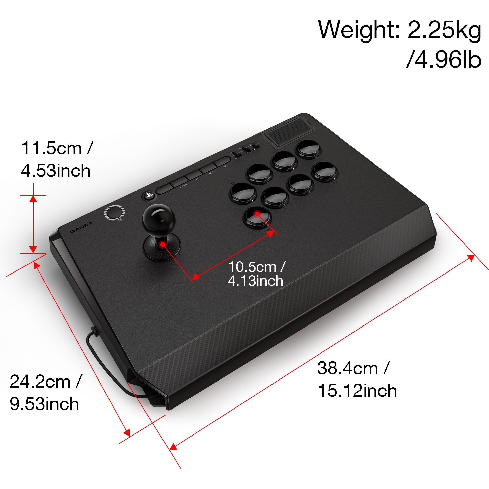 Qanba Titan wired fight stick for PS5, PS4 and PC in black, image 7 - Electronic Gaming Accessories at Tech Supply Shed NZ