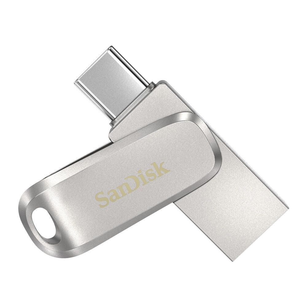 SanDisk Ultra dual-drive flash drive with USB-C connector, silver metal body