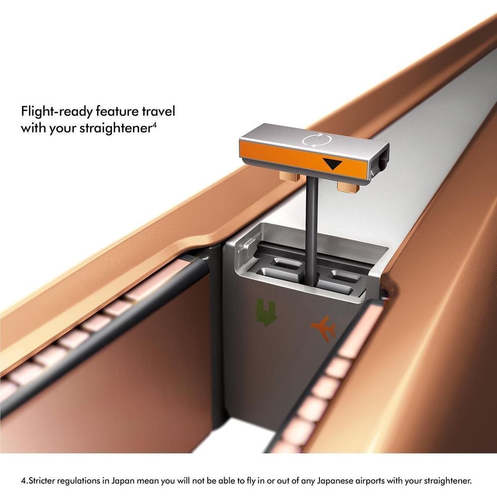 Copper and nickel straightener with protective travel case and hinged lid