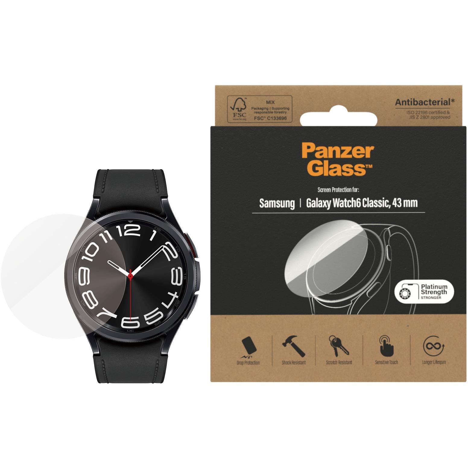 PanzerGlass Screen Protector for Samsung Galaxy Watch6 Classic 43mm