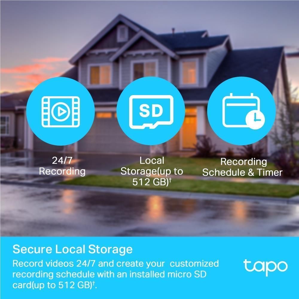 TP-Link Tapo security camera local storage and recording schedule icons