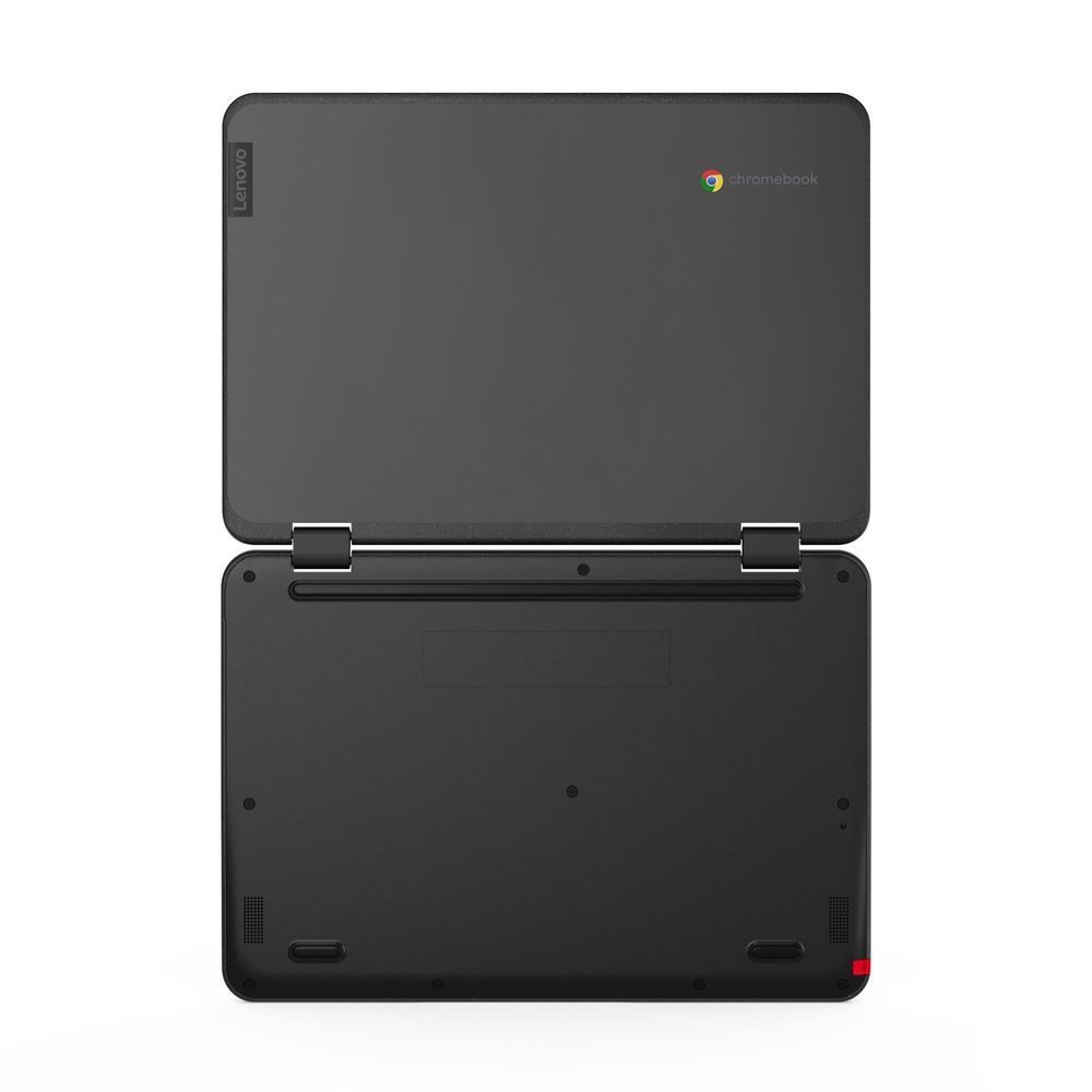 Lenovo 2-in-1 Chromebook closed back with stand hinges, dark finish