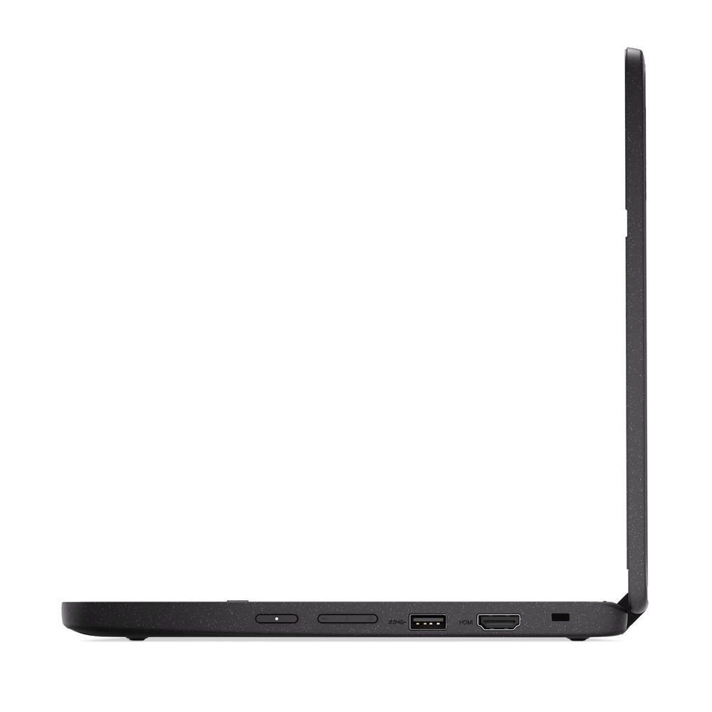 Lenovo 2-in-1 Chromebook edge view with side ports, dark body