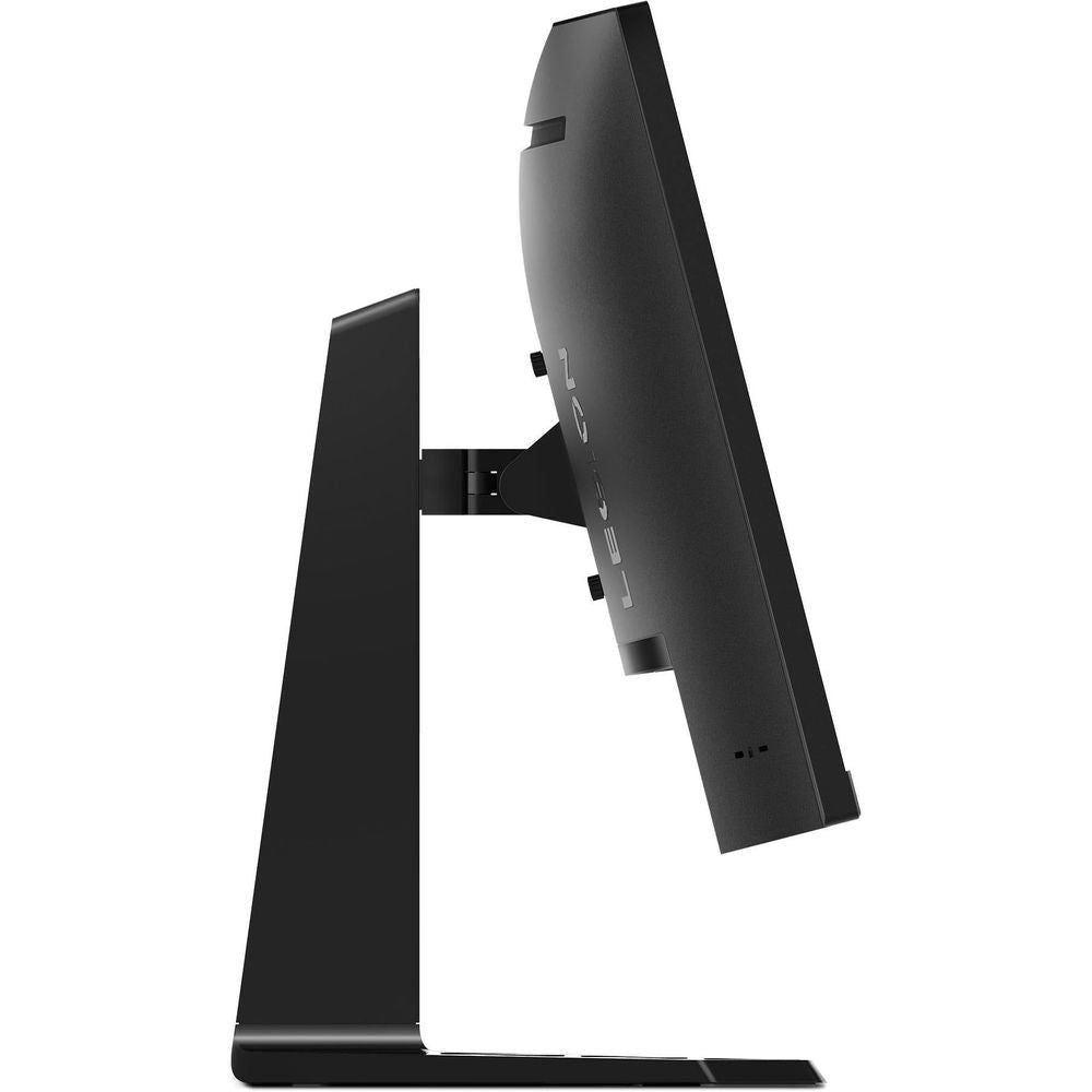 Curved gaming monitor side profile with black stand and thin back panel.
