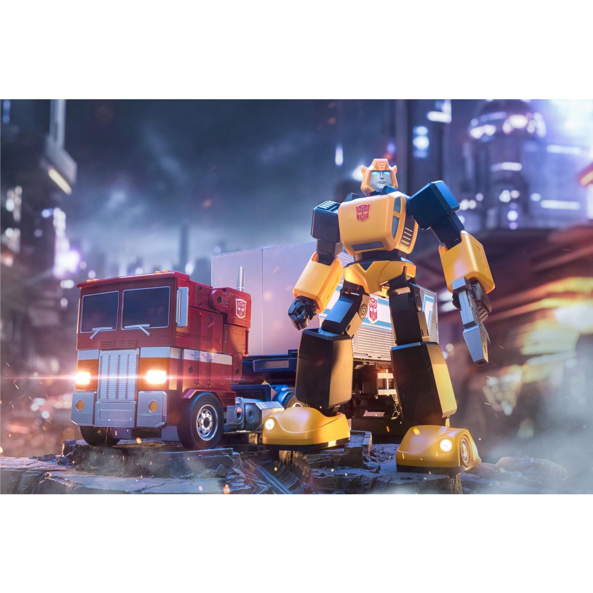 Bumblebee transformer robot collectible, yellow and black, standing pose