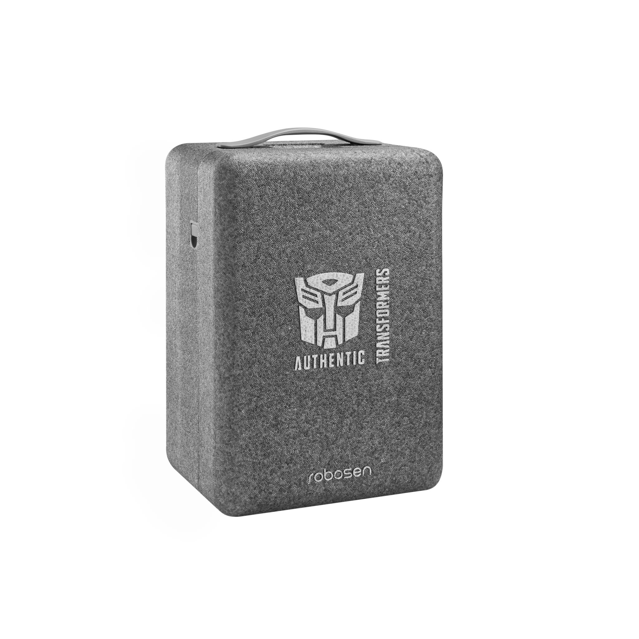 Robosen Transformers carry case, gray fabric with Authentic Transformers logo
