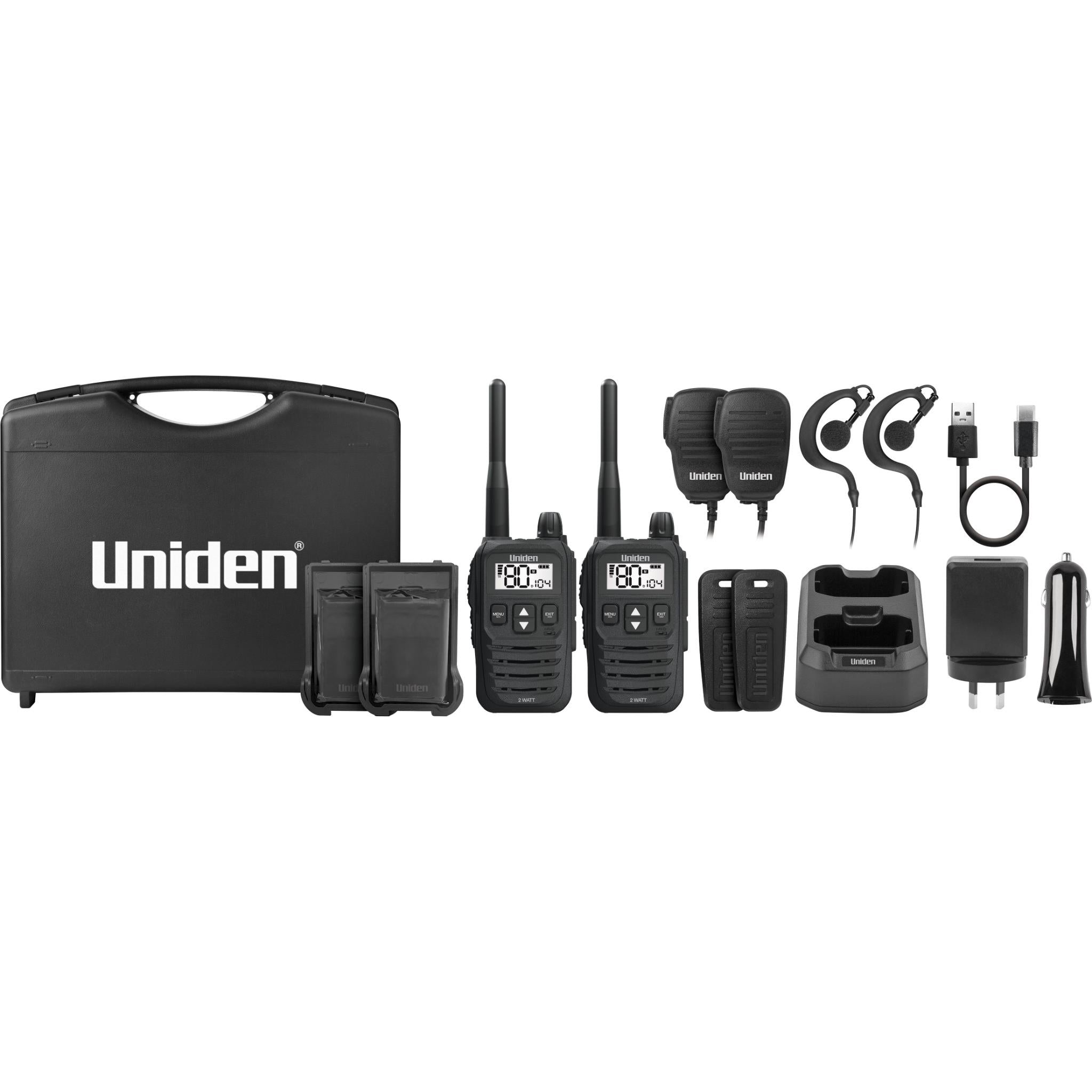 Uniden UH825 80 Channels 2 Watt UHF Handheld Tradies Pack (Twin Pack)