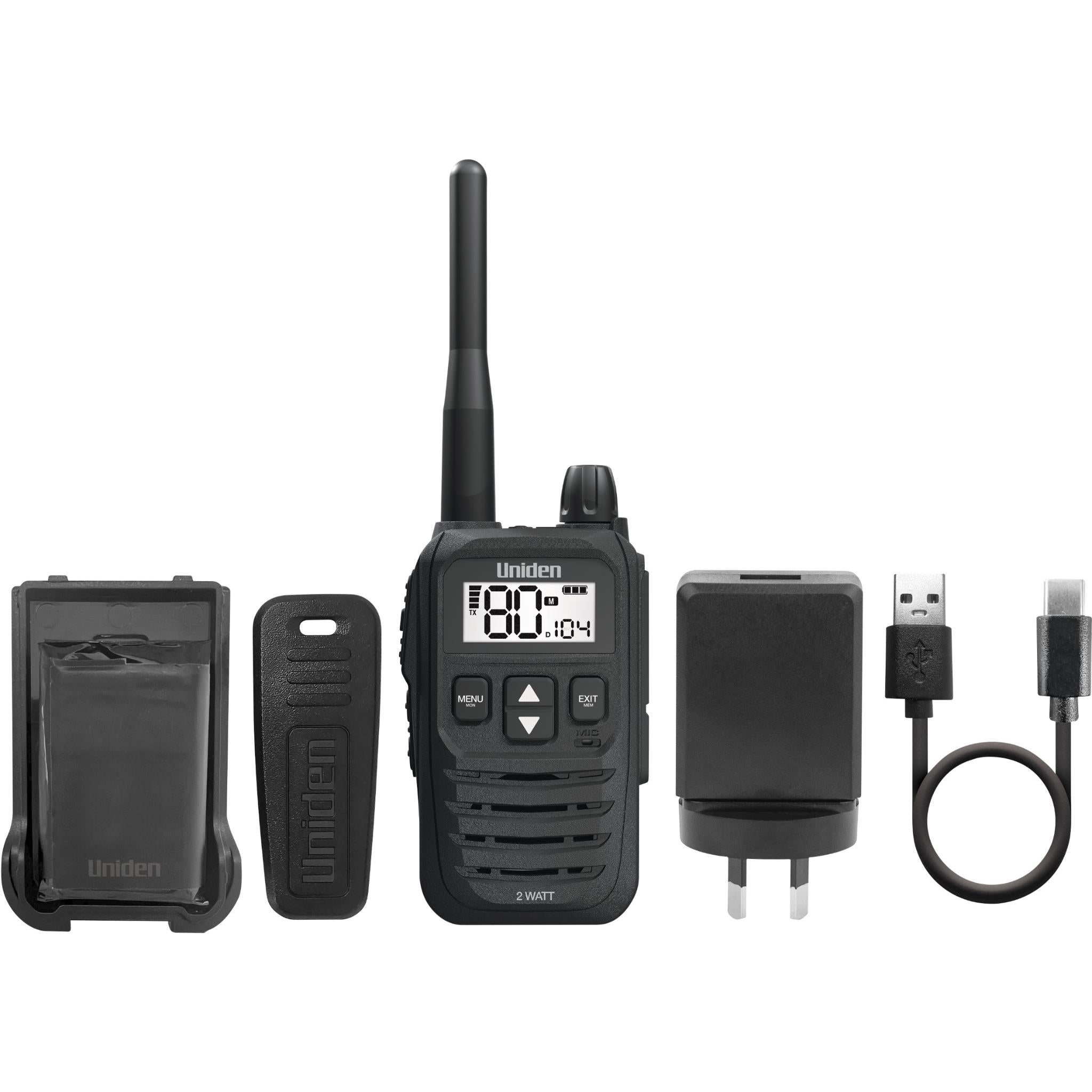 Uniden UH825 80 Channels 2 Watt UHF Handheld Tradies Pack (Twin Pack)