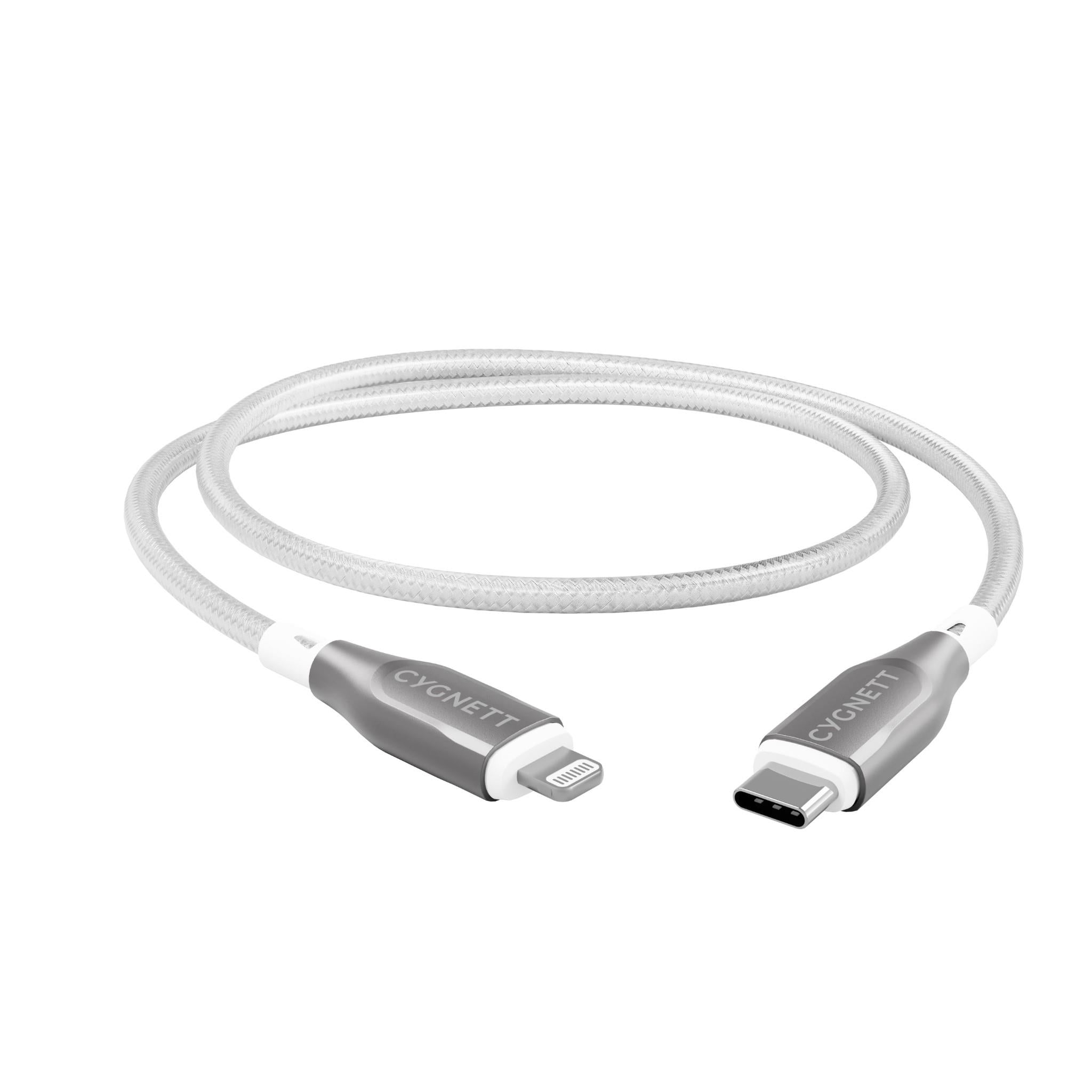 Cygnett Armoured Lightning to USB-C Cable [1m] (White)