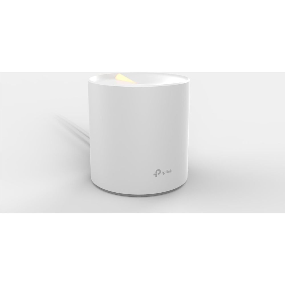 TP-Link Deco mesh Wi‑Fi router, front view with side indicator LED on