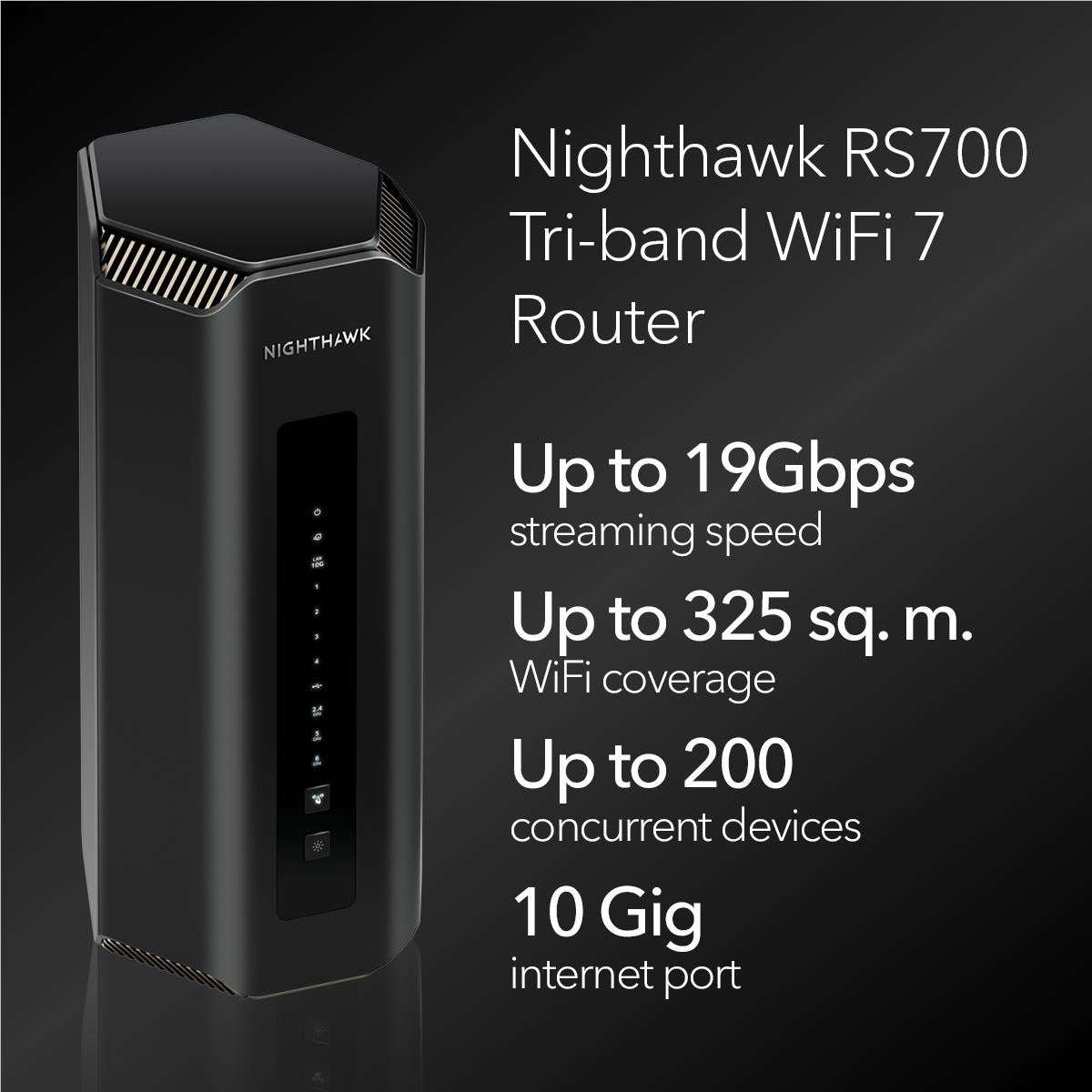 Netgear Nighthawk RS700S BE19000 12-Stream Tri-Band Wi-Fi 7 Router