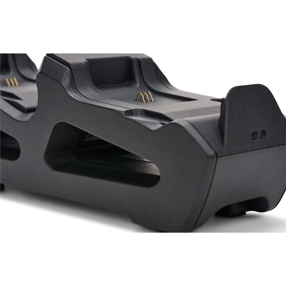 Black dual charging station cradle with visible charging contacts