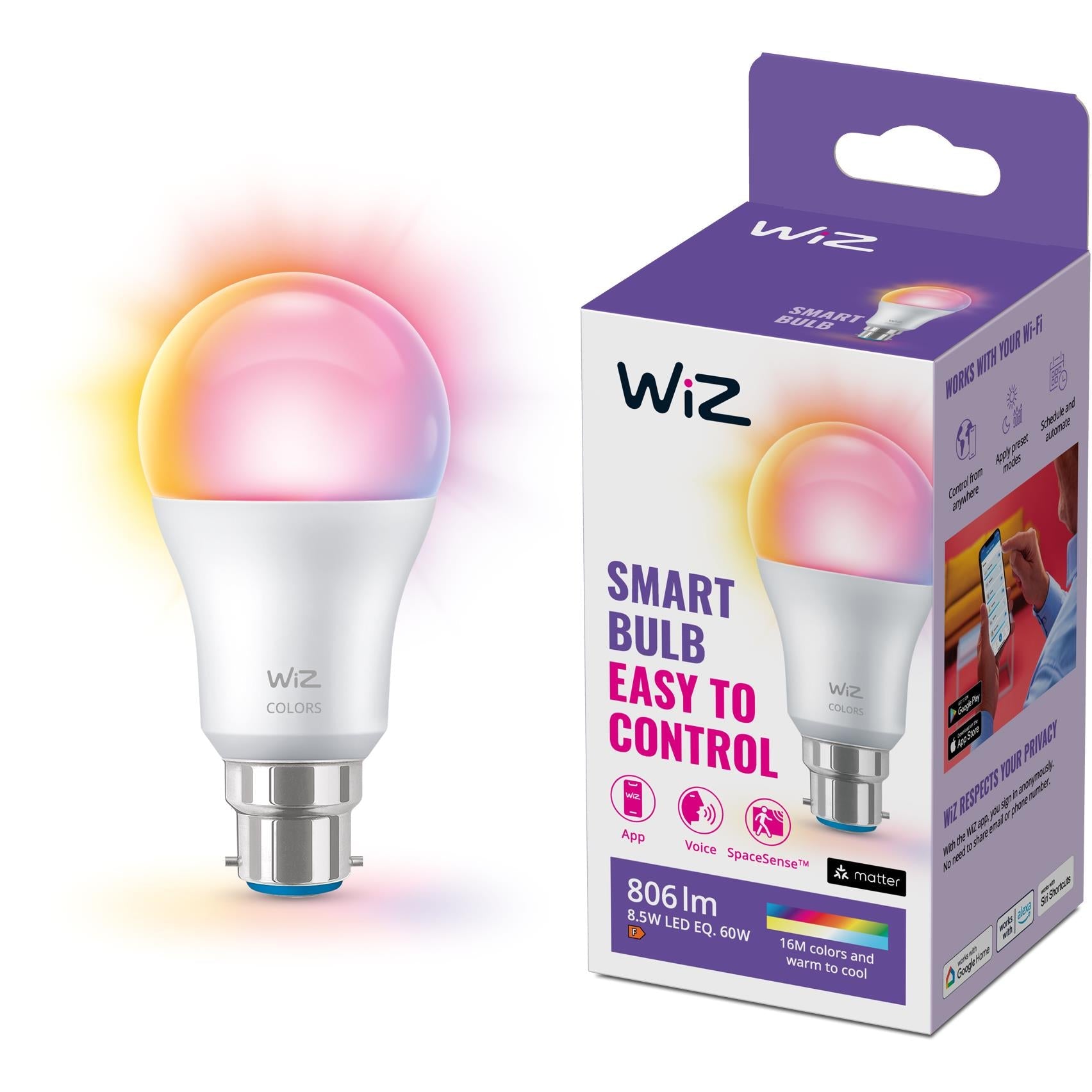 WiZ Colour A60 B22 Smart Bulb [Gen 2]