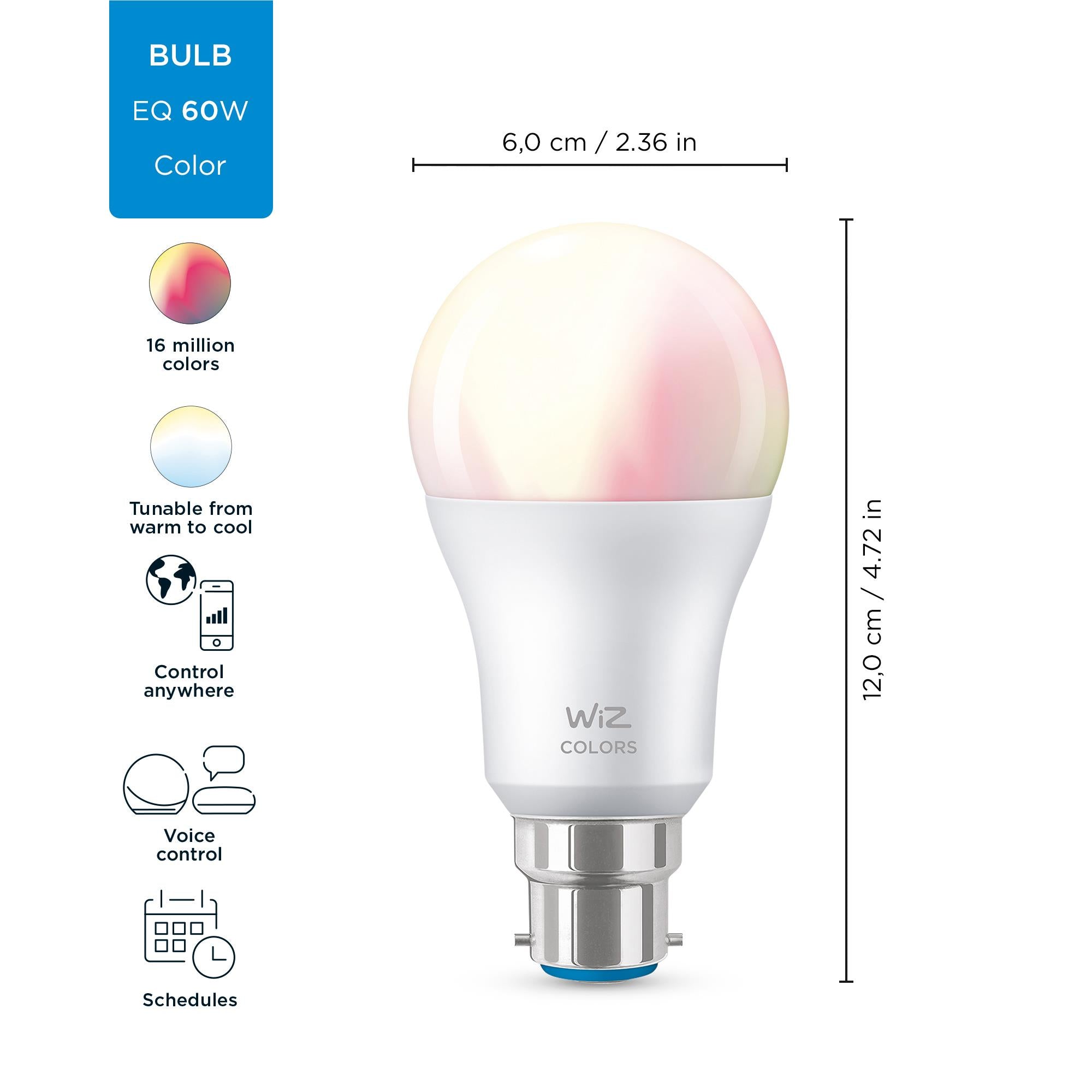WiZ Colour A60 B22 Smart Bulb [Gen 2]