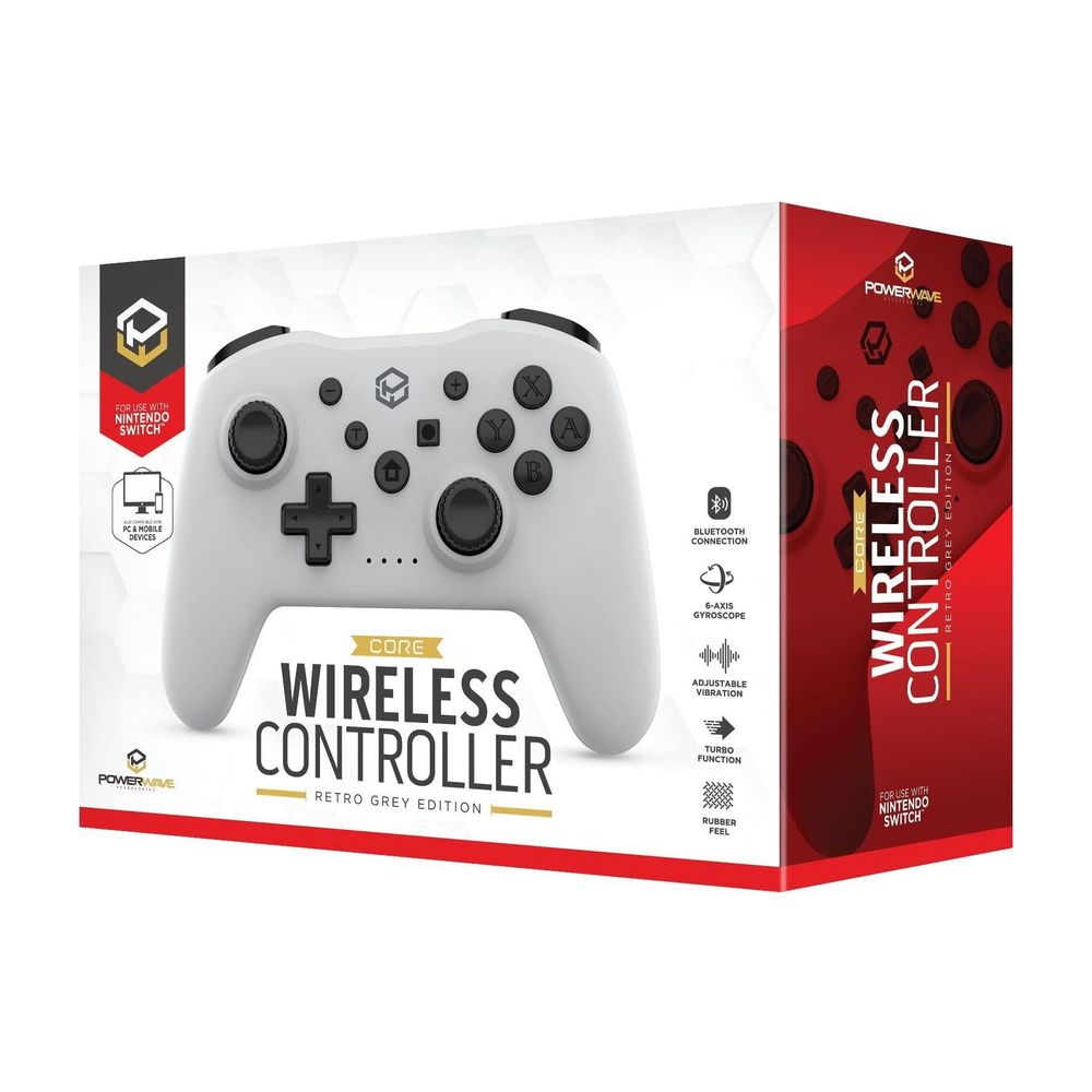 Powerwave Wireless Controller for Nintendo Switch (Retro Grey)