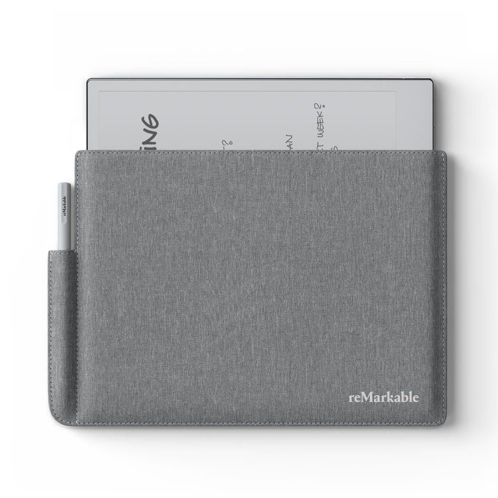 Grey polymer-weave folio case for reMarkable tablet, front cover closed