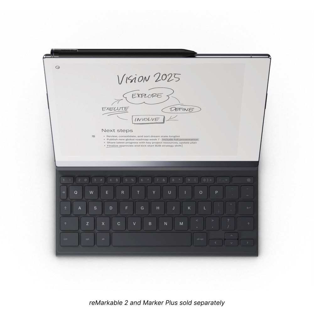 Sepia brown keyboard folio cover with integrated QWERTY keys for reMarkable tablet