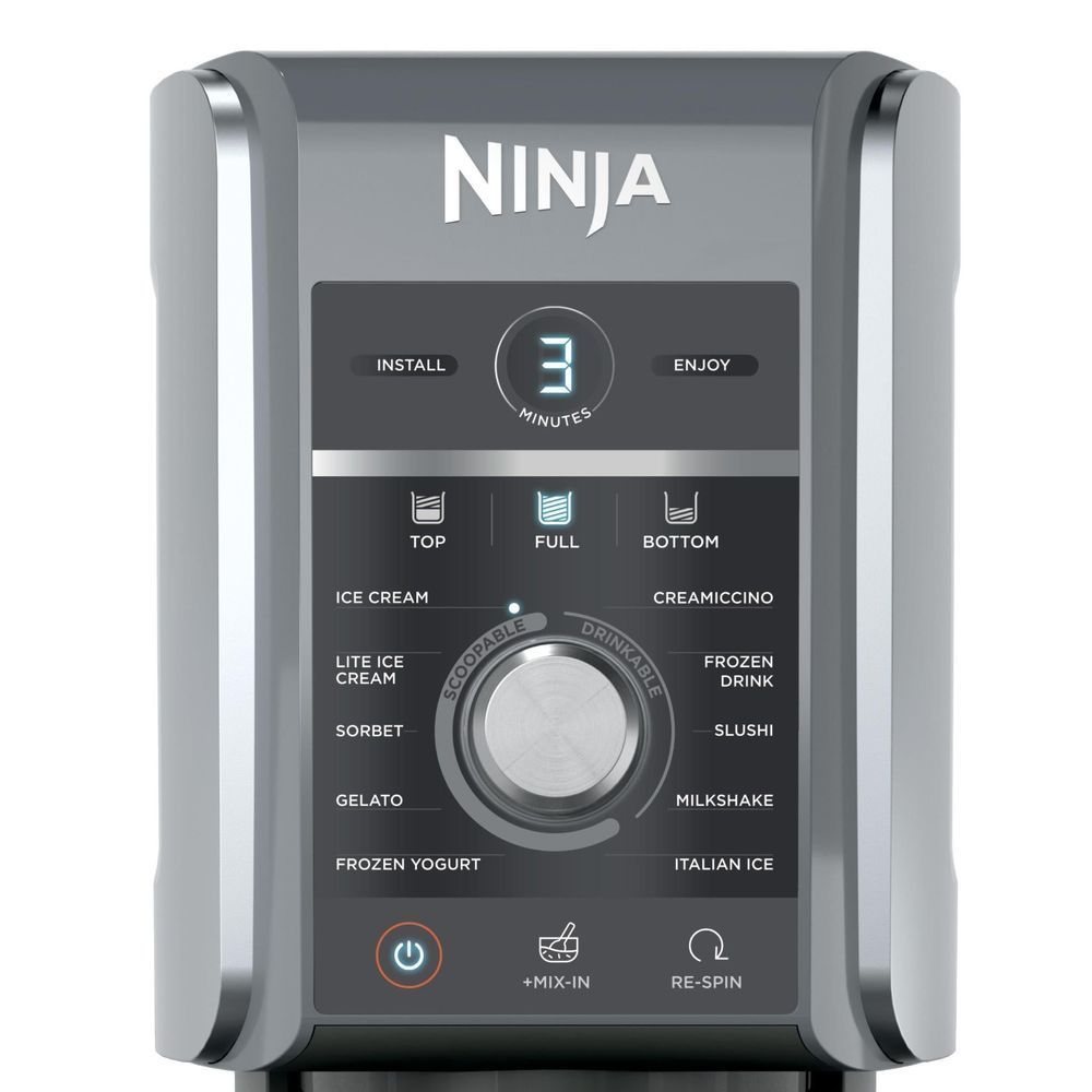 Ninja ice cream maker control panel with program buttons and round dial