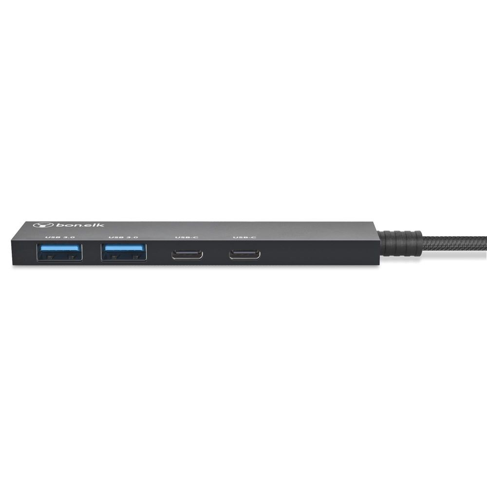Bonelk Long-Life USB-C 4 in 1 Multiport Slim Hub (Black)