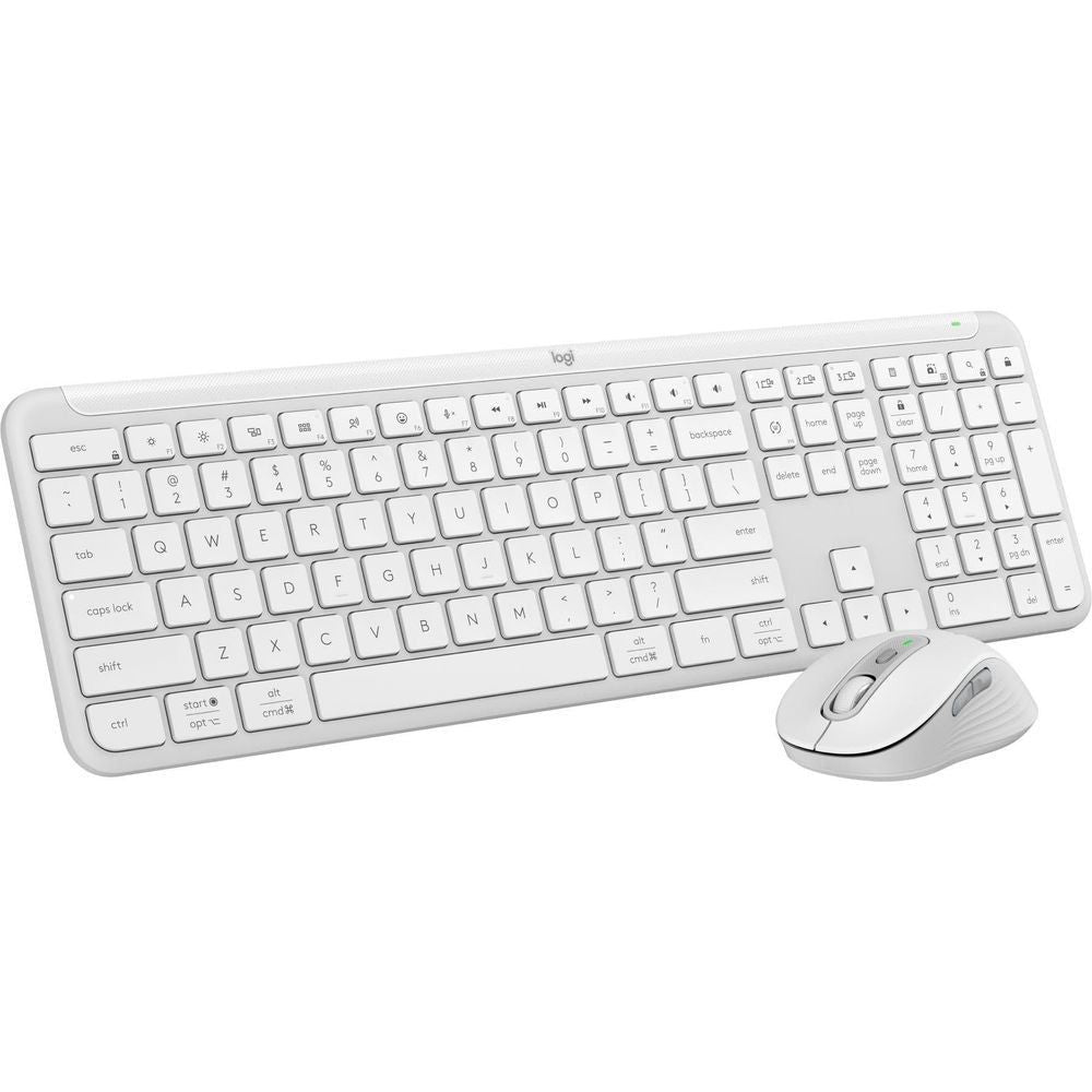 Off-white slim wireless keyboard with matching wireless mouse