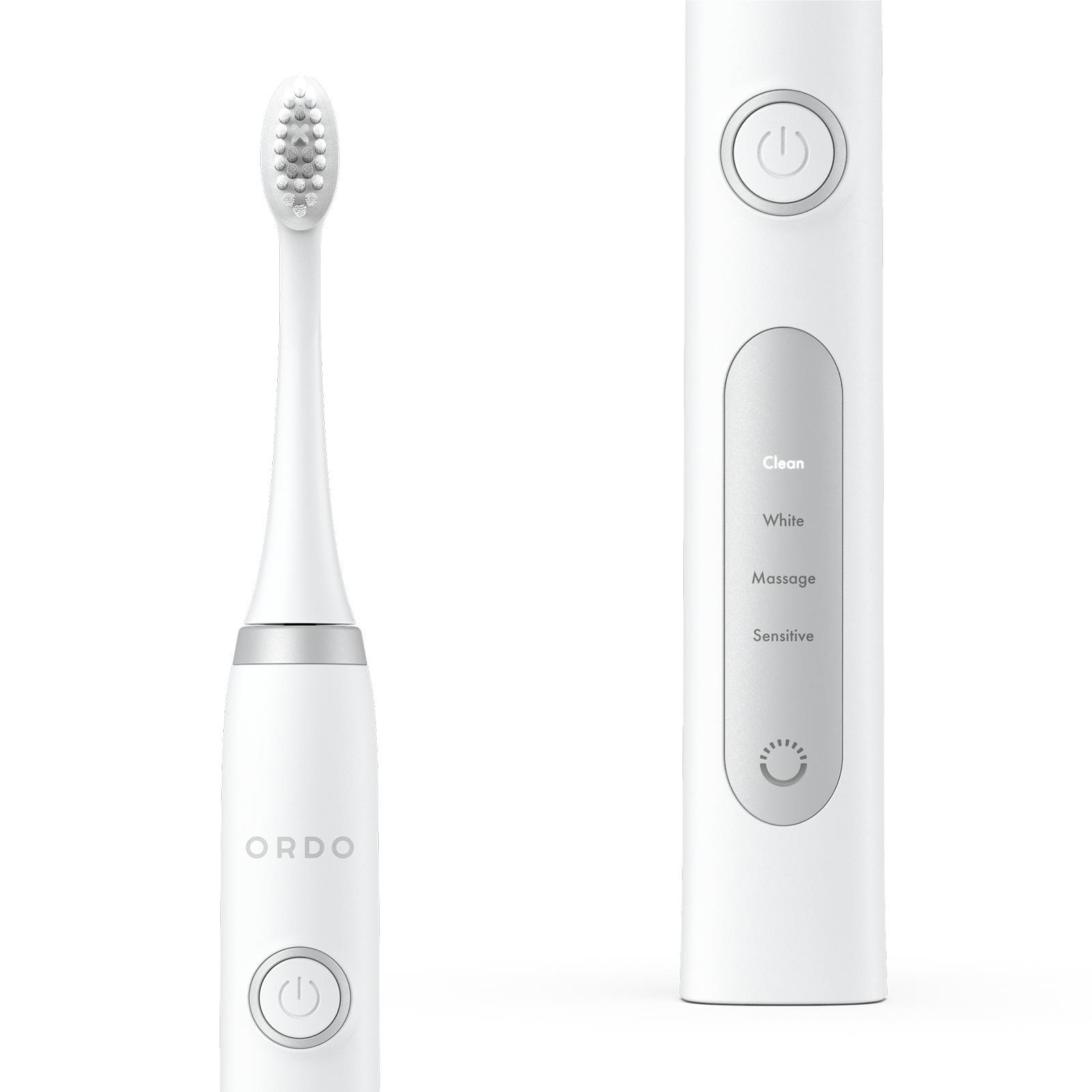 Ordo Sonic+ Electric Toothbrush & Charging Travel Case Bundle (White Silver)