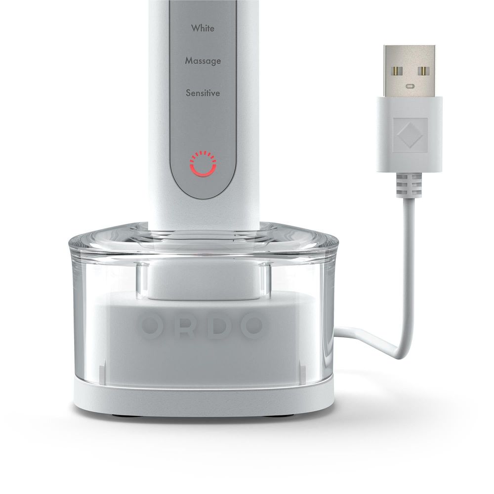 Ordo Sonic+ Electric Toothbrush & Charging Travel Case Bundle (White Silver)