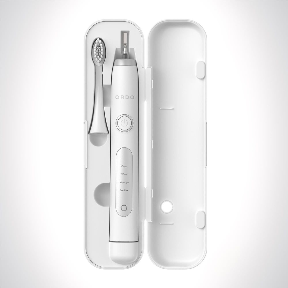 Ordo Sonic+ Electric Toothbrush & Charging Travel Case Bundle (White Silver)