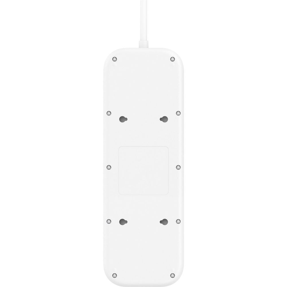 White surge protector backplate with mounting holes and cable exit