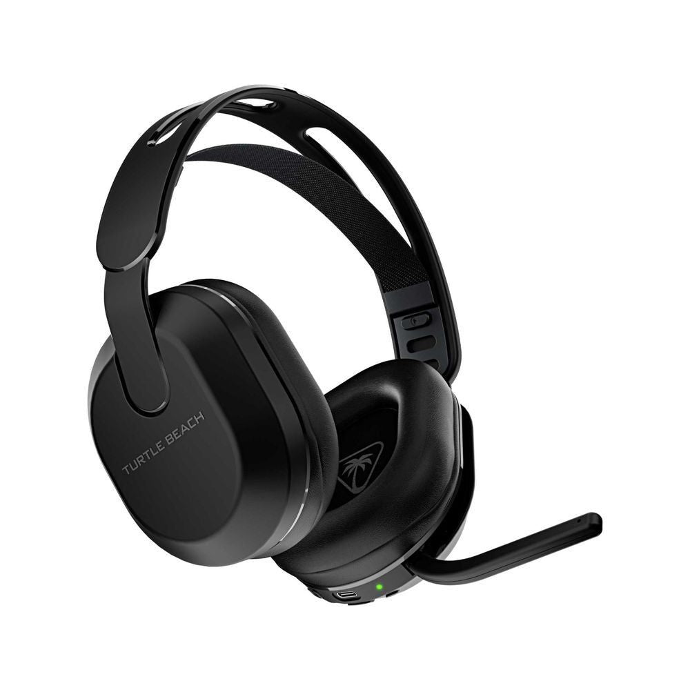 Turtle Beach Stealth 500 over-ear wireless gaming headset, black, side angle with boom mic.