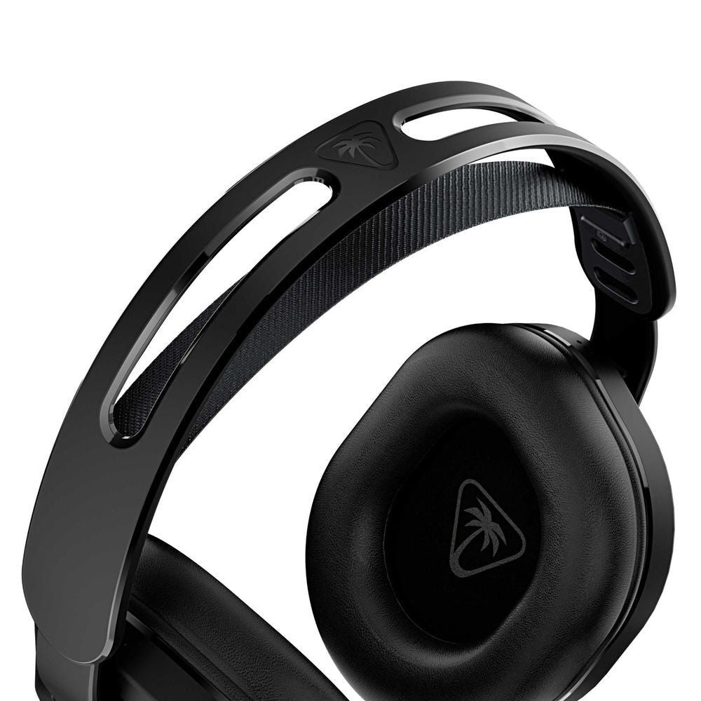 Black over-ear wireless headset earcup with Turtle Beach emblem on padded cushion.