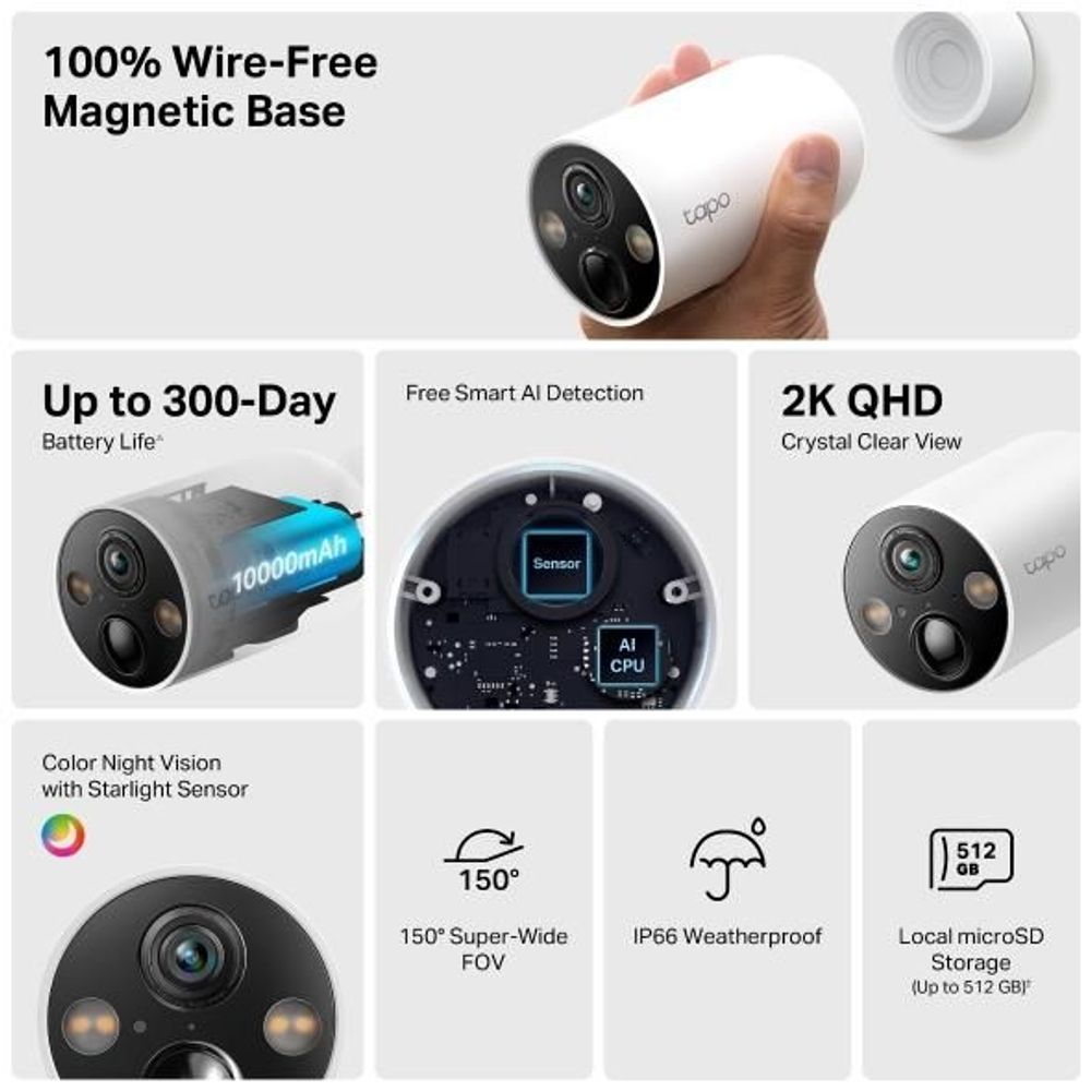 Tapo C425 Smart Wire-Free Security Camera (2 Pack)