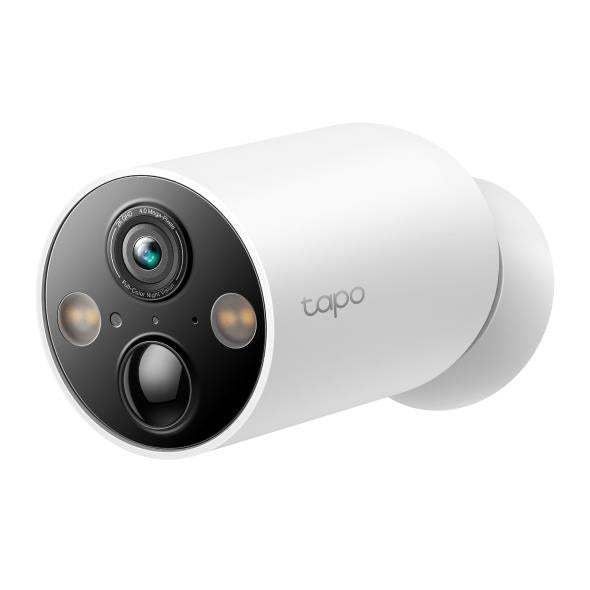 Wire-free security camera in white with black front sensor panel