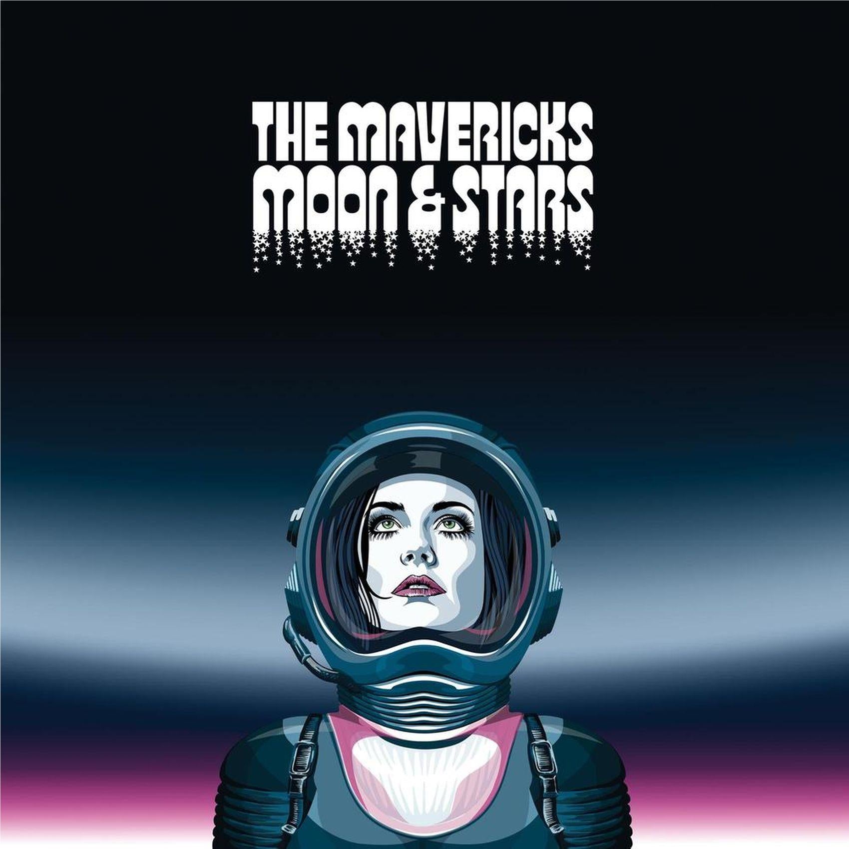 Moon & Stars by The Mavericks album art: astronaut in blue helmet with pink collar