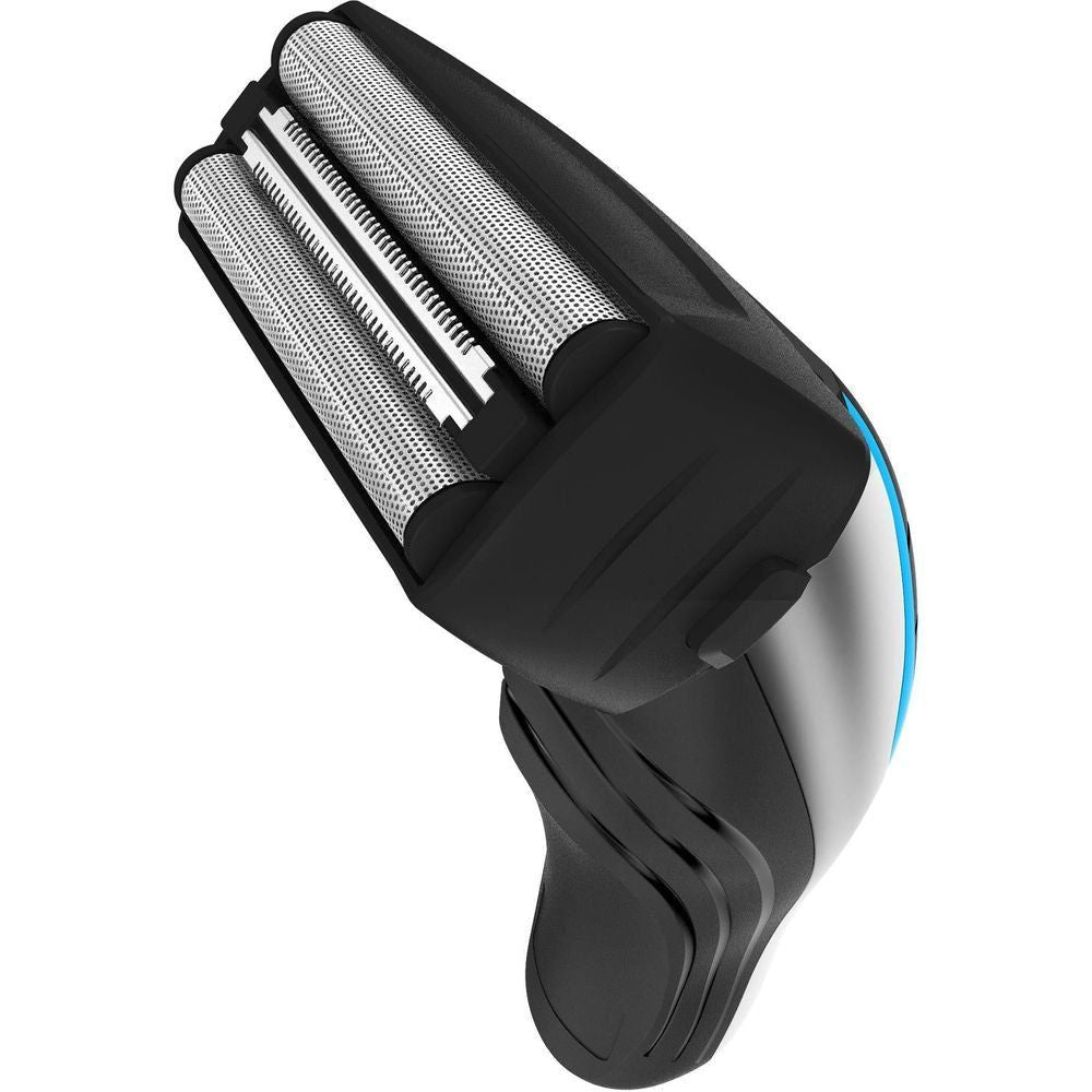WAHL cordless shaver head attachment with silver foil and black casing, blue trim