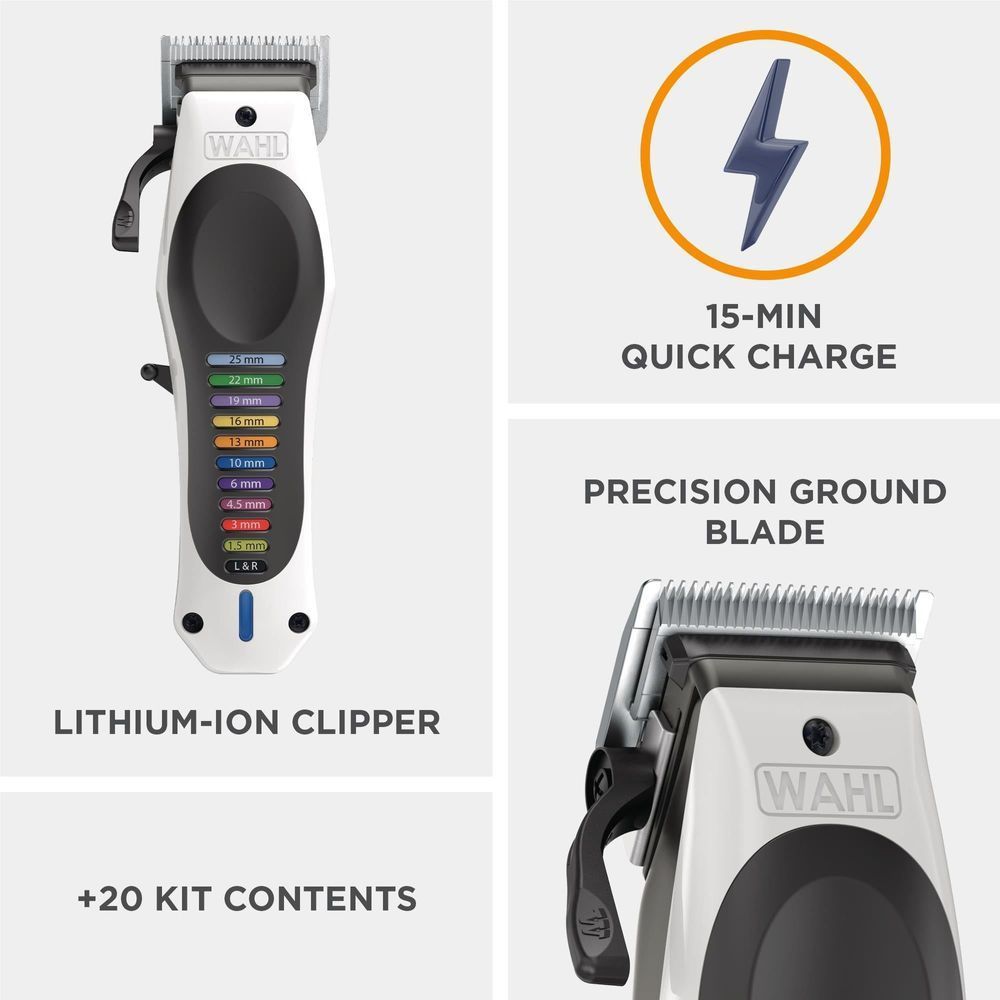 Wahl lithium-ion cordless clipper with precision-ground blade and adjustable taper lever