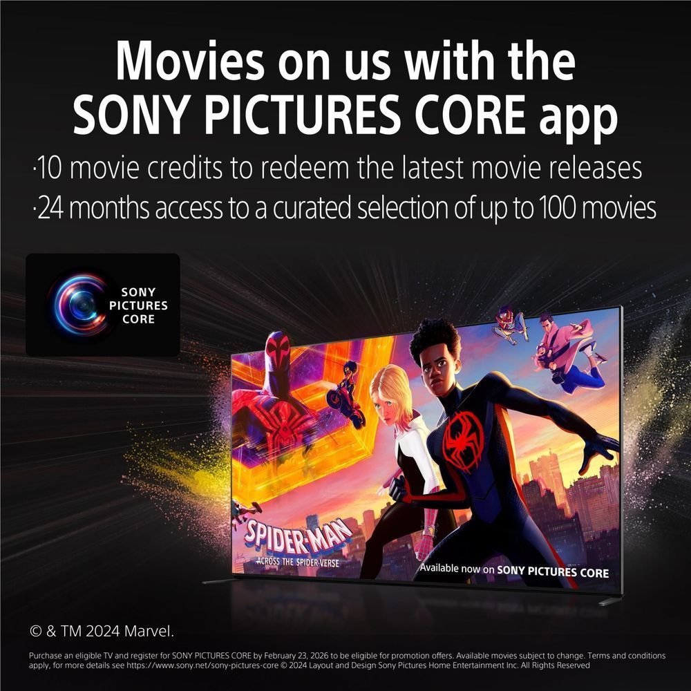 Sony 65-inch BRAVIA OLED 4K TV showing movie content and streaming app screen