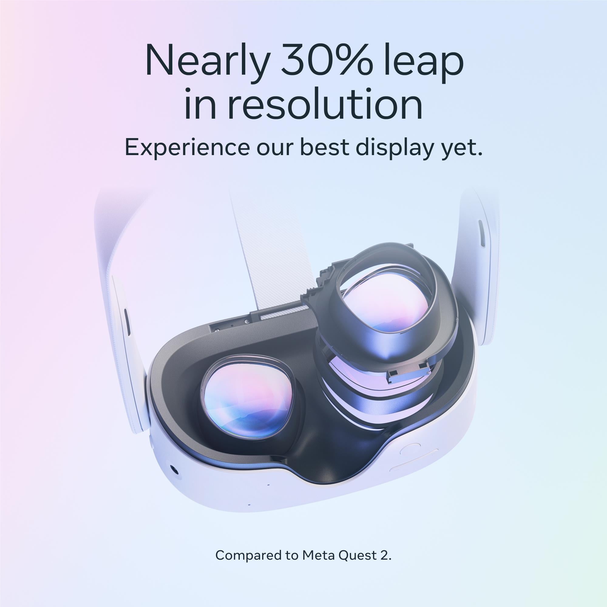 White standalone VR headset with two front lenses and head strap