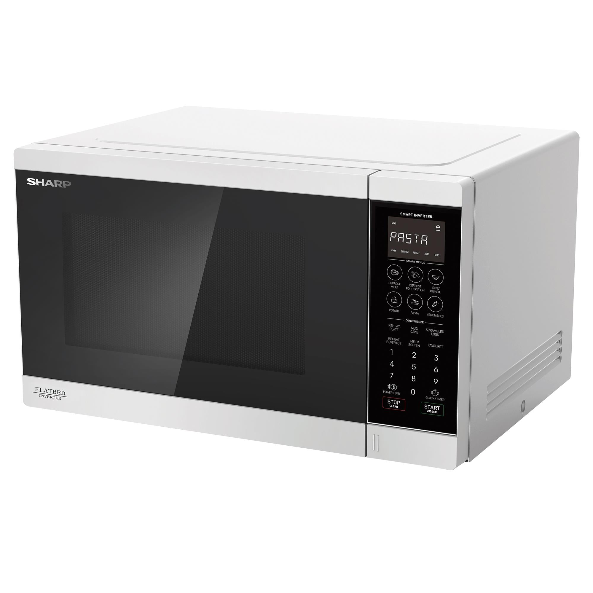 Sharp 30L 1200W Flatbed Inverter Sensor Microwave (White)