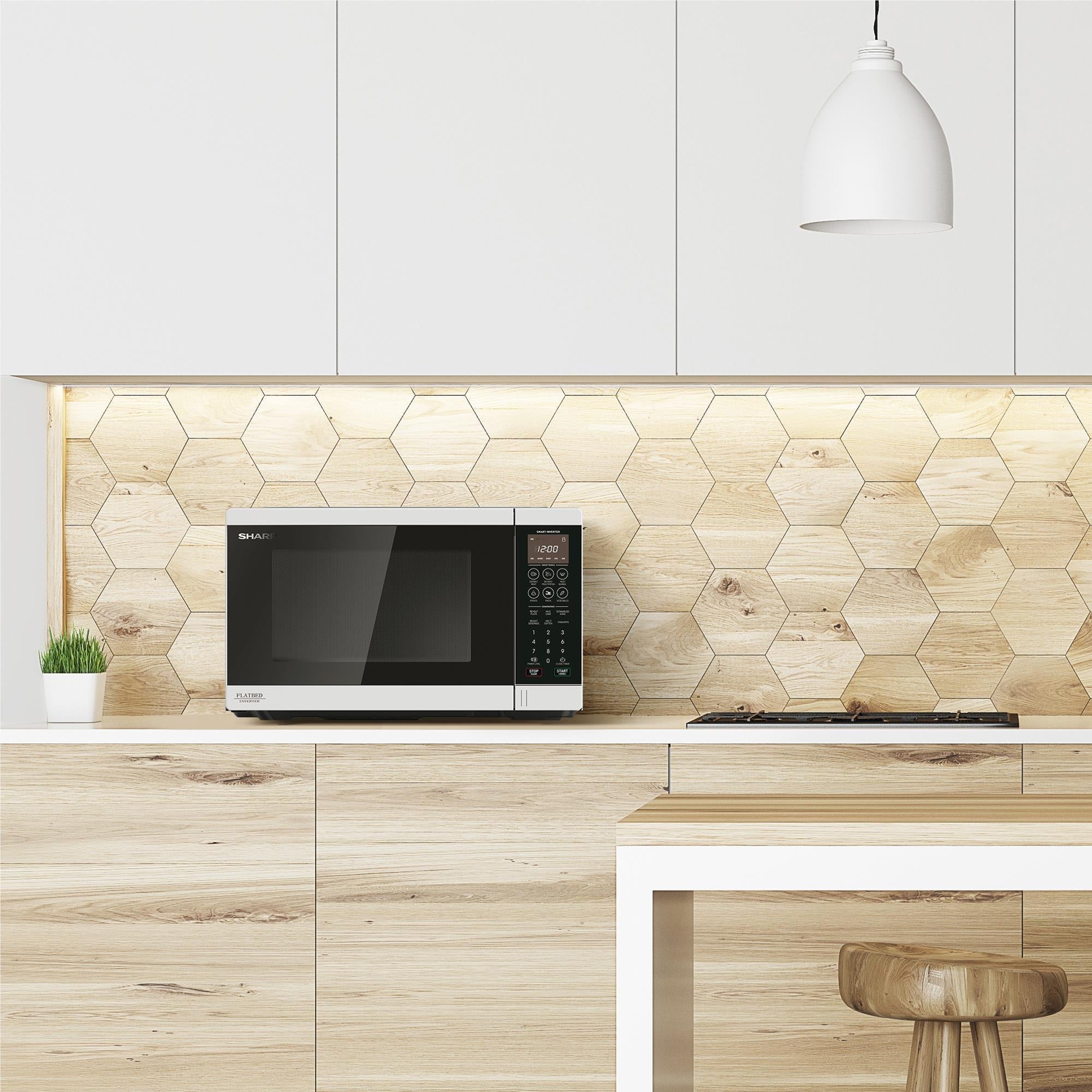 Sharp 30L 1200W Flatbed Inverter Sensor Microwave (White)