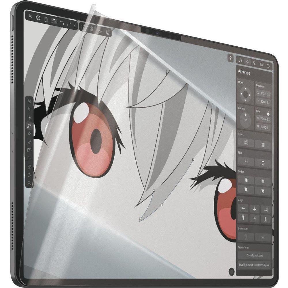 PanzerGlass graphic screen protector with anime-style eye design for tablet