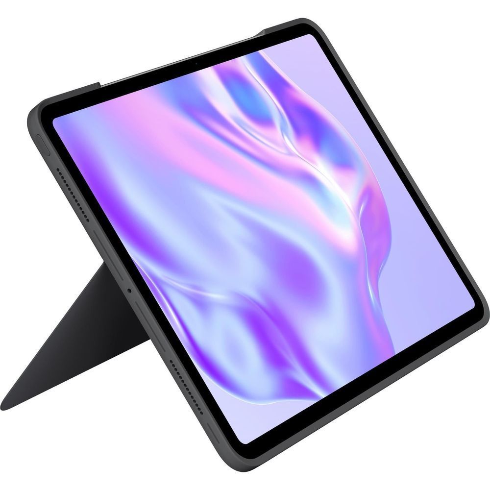 Logitech Combo Touch keyboard case for 13-inch iPad Pro, graphite, close angled view