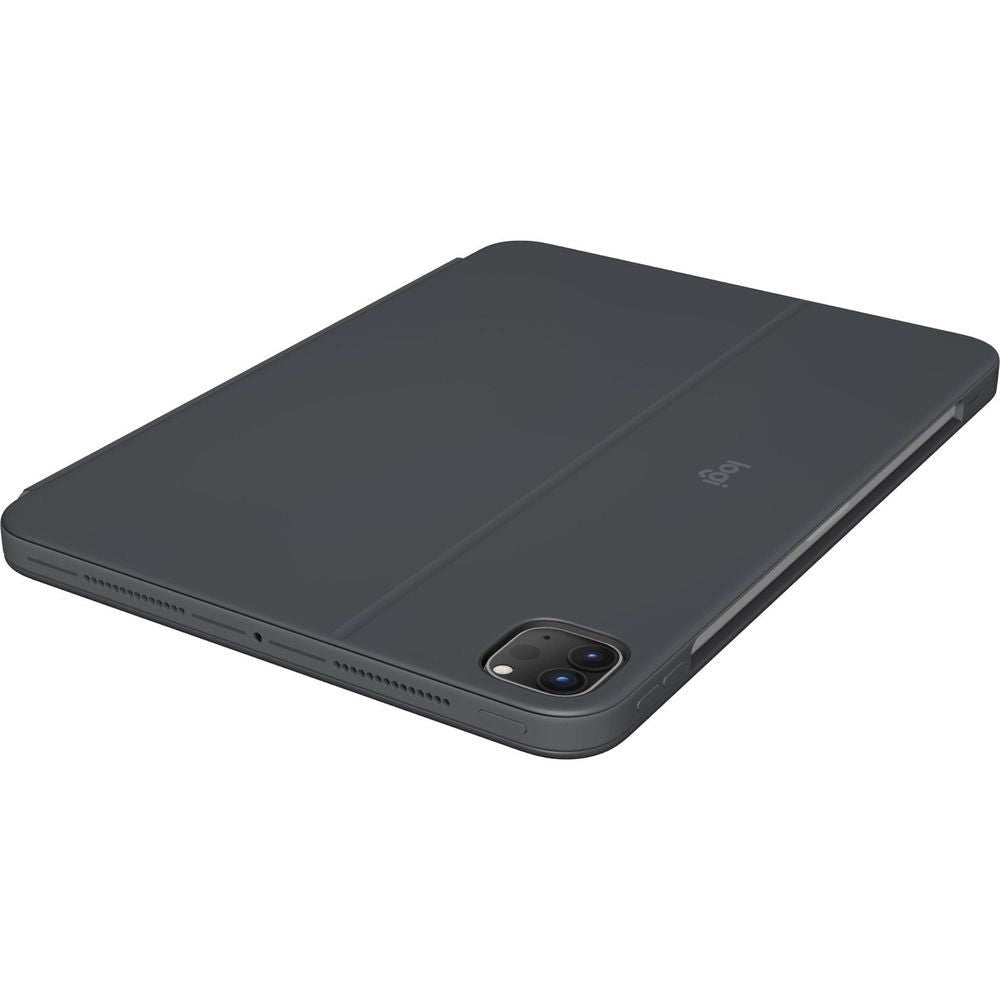 Logitech Combo Touch keyboard case, graphite, back with camera cutout and logo