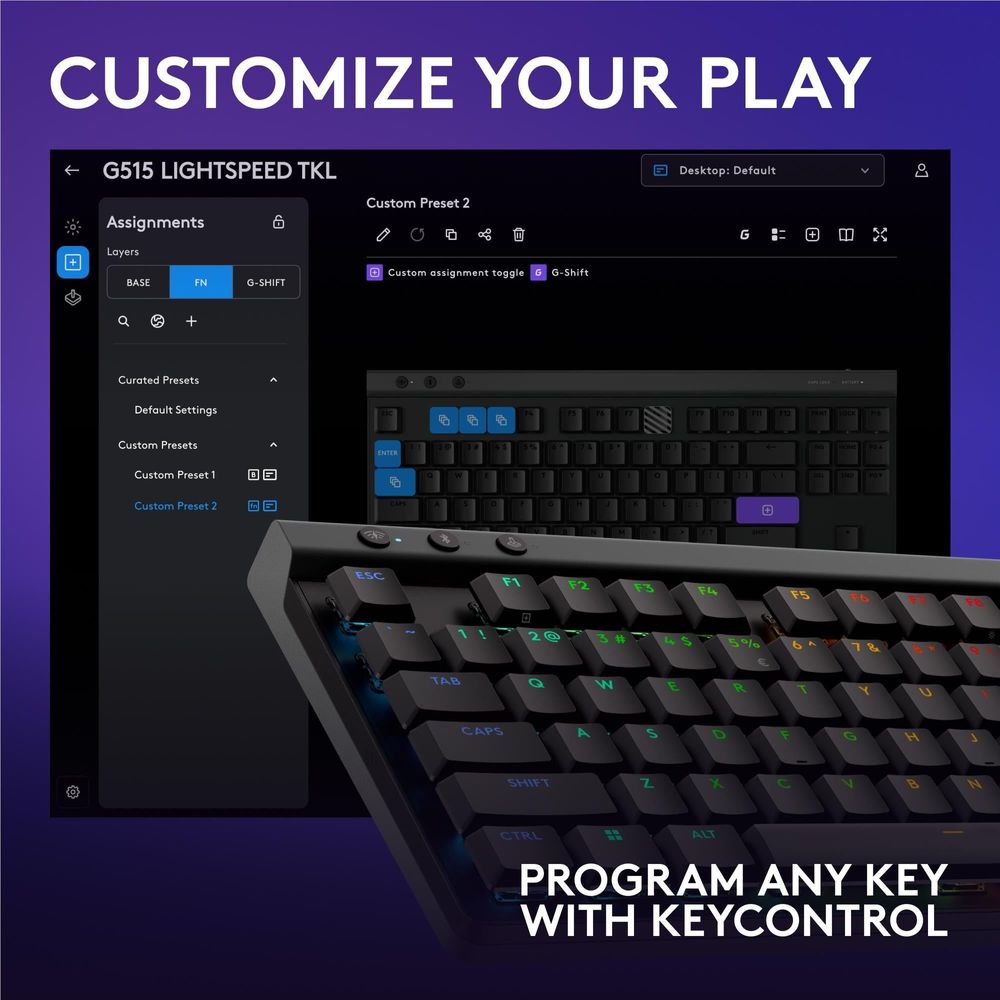 Logitech G515 LIGHTSPEED TKL Wireless Gaming Keyboard (Black)