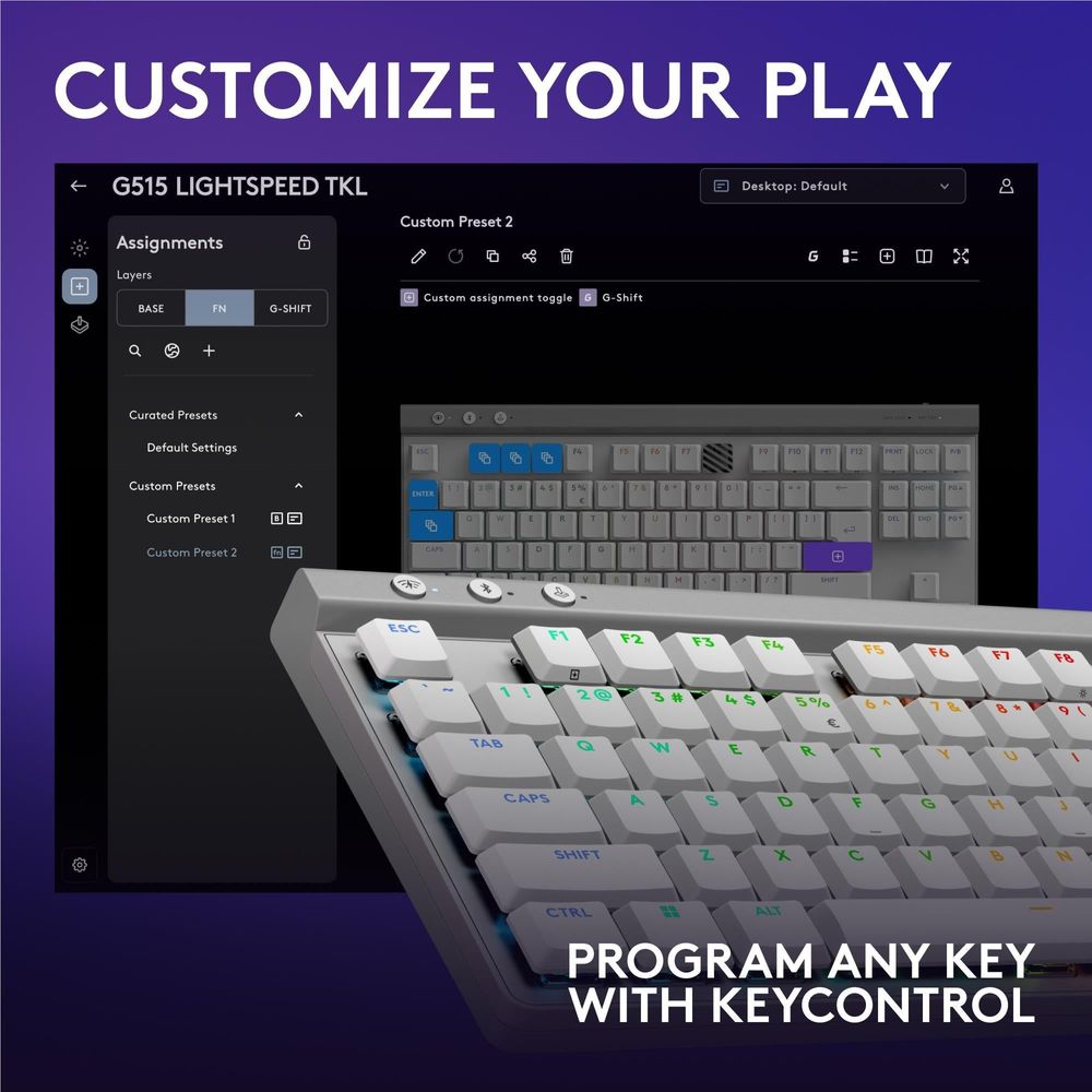 Logitech G515 LIGHTSPEED TKL Wireless Gaming Keyboard (White)