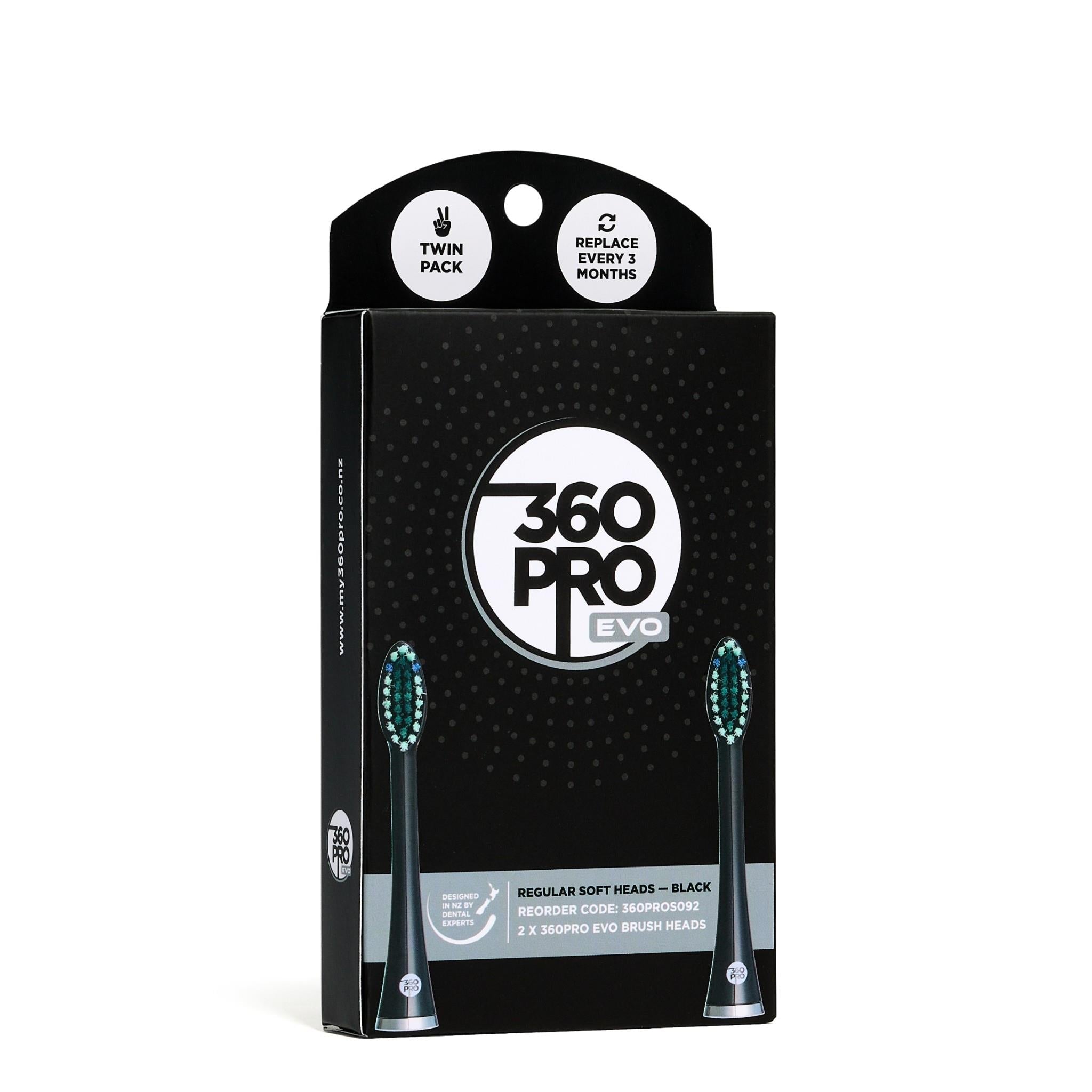 360Pro Evo Heads Regular Soft (Black)[2 Pack]